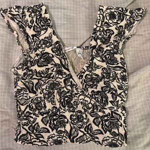 Midnight Sky Black and Cream Floral top